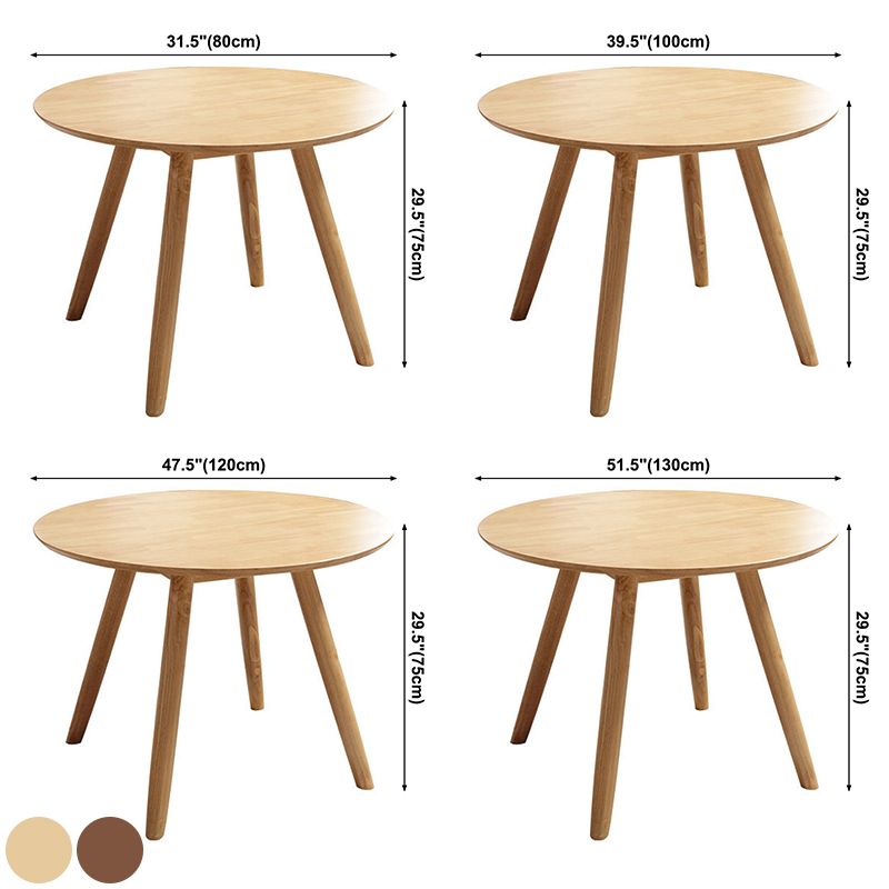 Contemporary Solid Wood Round Dining Table Kitchen Standard Dining Table with 4 Legs Base