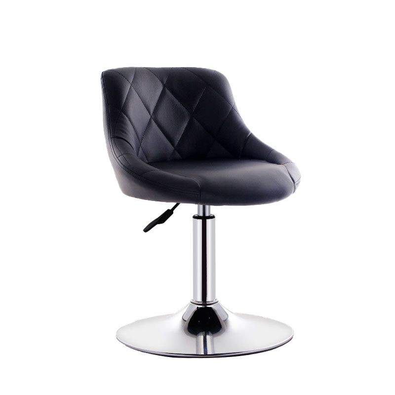 Scandinavian Metal Barstool Low Back Faux Leather Cushion Stool with Iron Base for Bar