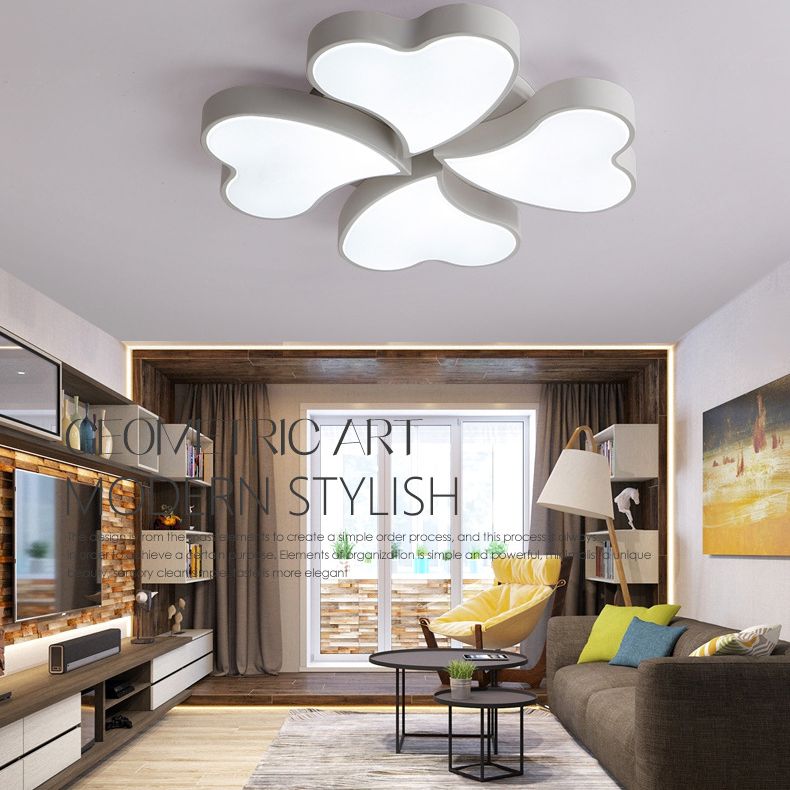 Moderne minimalistische LED Deckenleuchte Schmiedeeisen Herz-Shaped Flush Mount mit Acryl-Farbton