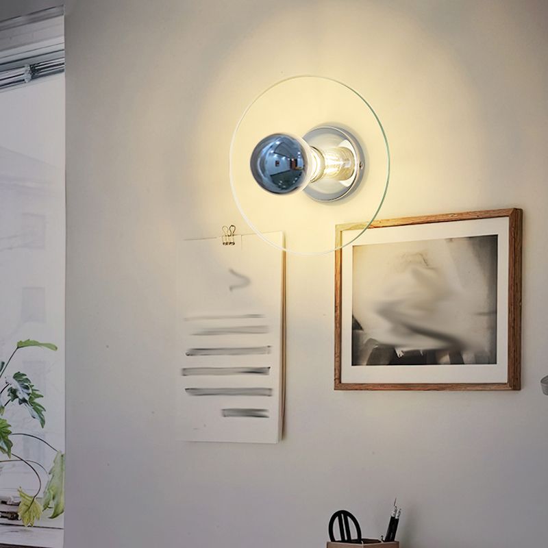 Nordic Style Wall Light Round Shape Wall Lamp with Iron Base for Bedroom