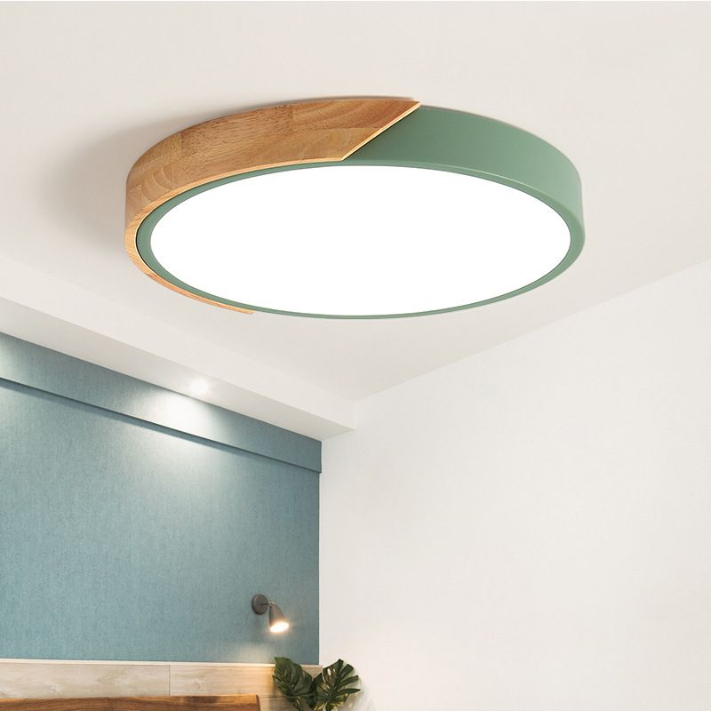 Plafonnier LED de style Macron avec cadre en métal et bois, plafonnier pour chambre d'enfant