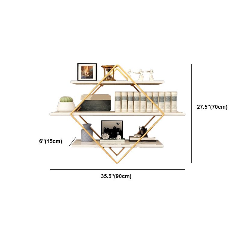 Open Bookcase Bookshelf Light Luxury Metal 3-Tier Book Shelf