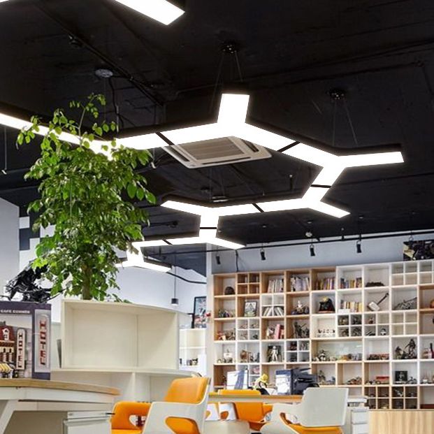 Y Shaped Acrylic Suspension Lamp Modern Black LED Pendant Light for Conference Room