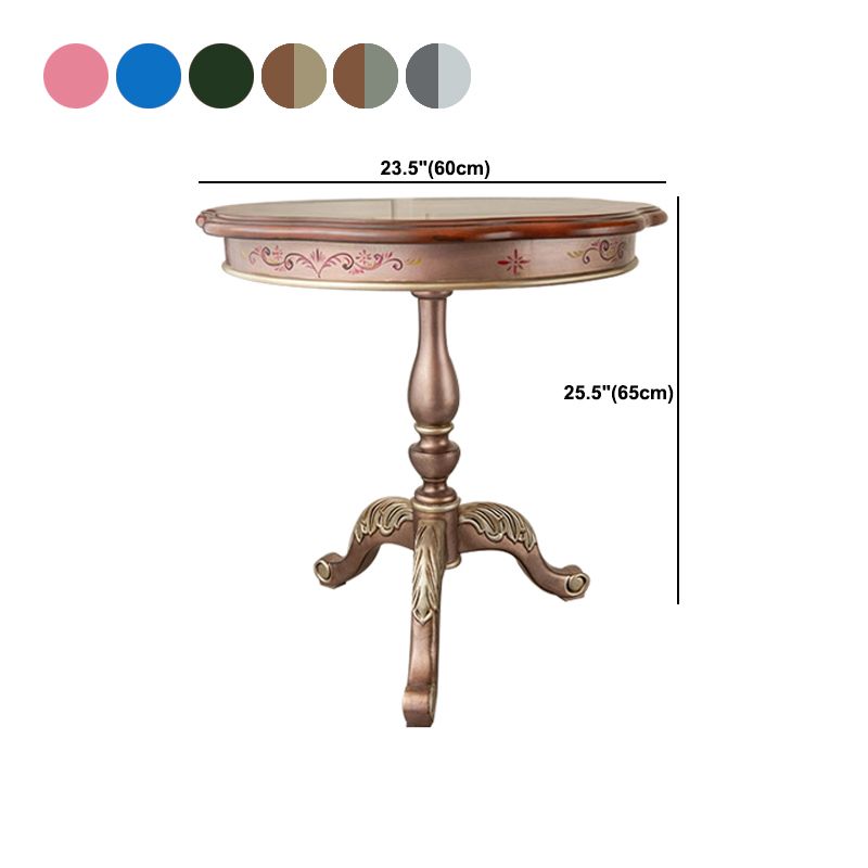 Traditional Style Round Solid Wood Table with 3 Legs Base Side Table