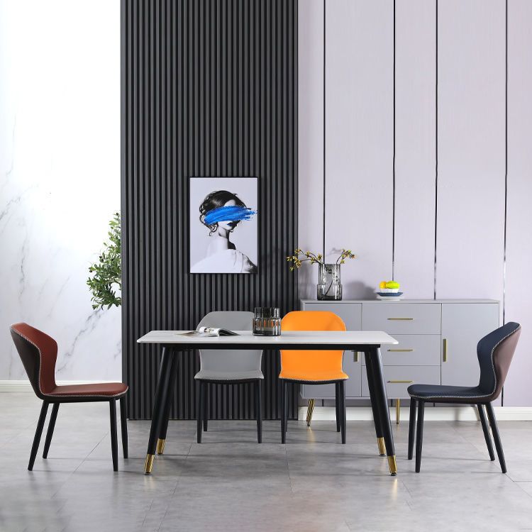 Chaise d'appoint de maison scandinave, chaise d'intérieur à oreilles en métal, sans accoudoirs, pour salle à manger