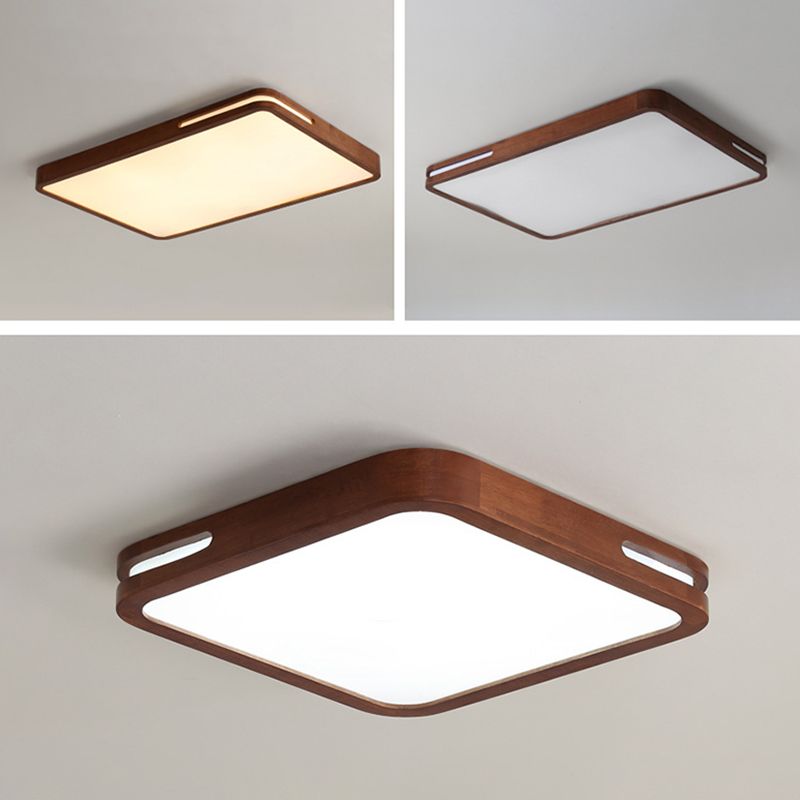 Donkerbruin geometrisch inbouwlicht Minimalistisch LED houten plafondlicht voor slaapkamer