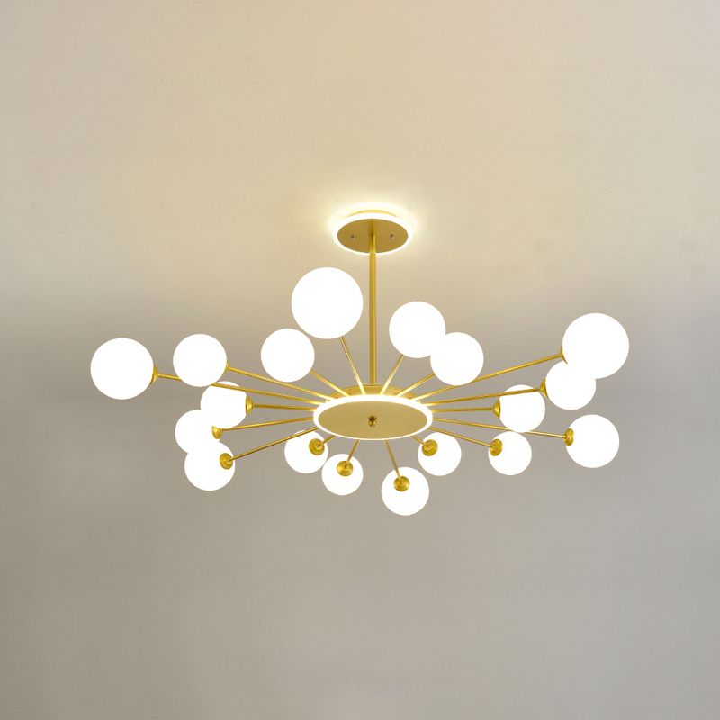 Glass Spherical Shape Chandelier Light Modern Style Multi Light Hanging Lamp for Bedroom