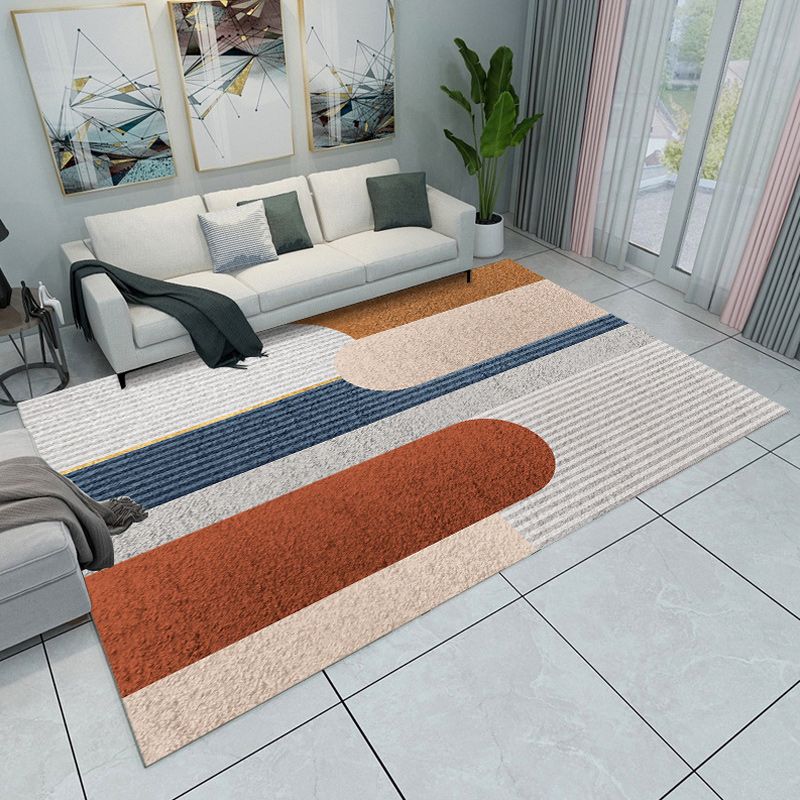 Novelty Modern Rug Colorful Colorblock Geometry Pattern Rug Polyester Stain-Resistant Carpet for Home Decoration