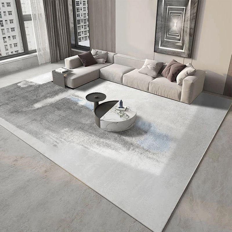 Grey Modern Rug Polyester Striola Area Rug Stain Resistant Rug for Living Room