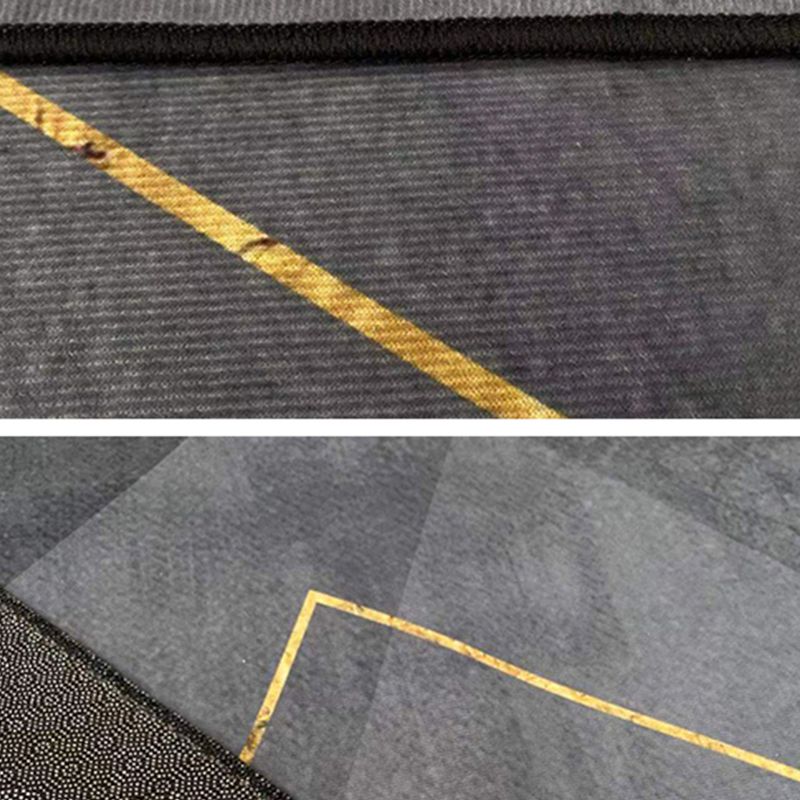 Grey Tone Modern Area Carpet Polyester Geometric Splicing Indoor Rug Anti-Slip Backing Carpet for Living Room