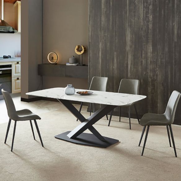 Fixed Sintered Stone Dining Room Set of with Pedestal Base Table Dining Room Furniture for Home
