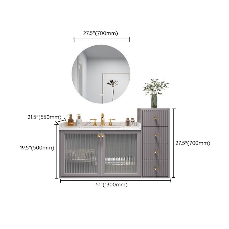 Modern Sink Vanity Wall Mount Solid Color Bathroom Vanity with Drawers