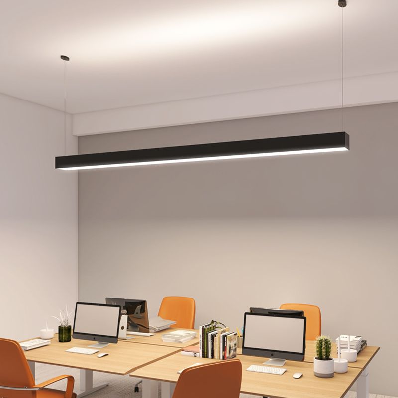 Black Aluminium Island Leuchte einfache Stil 1-Licht Rechteck Büro LED Hanging Lampe