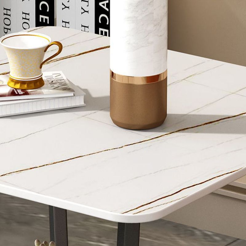 Modernistic Square Storage End Table 19.7" Tall  Cross Legs Side Table