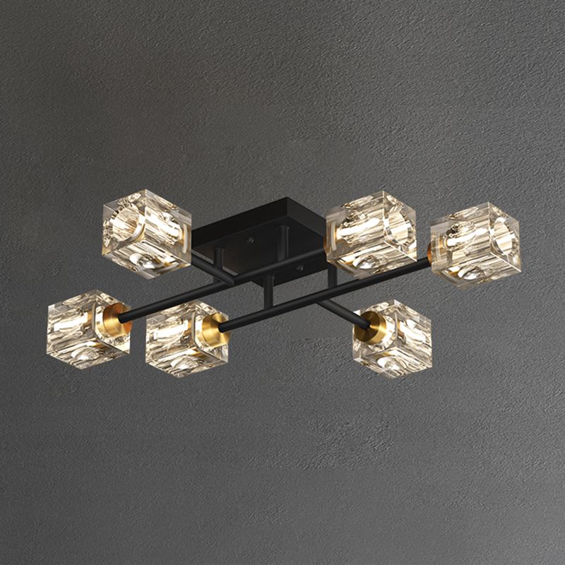 Cubo contemporáneo Flush Lighting Lighting de montaje de altura de cristal para sala de estar