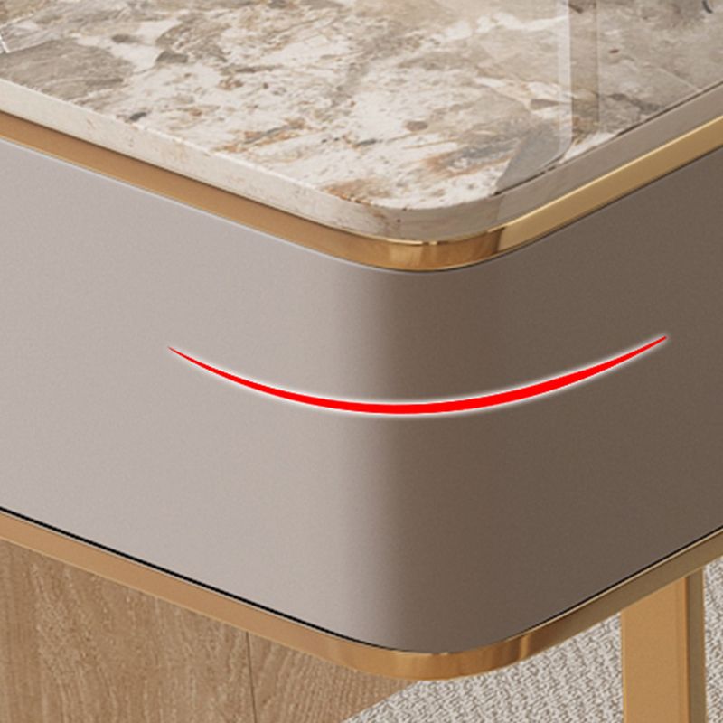 Rectangle Stone Top Office Desk Metal Base Glam Style Writing Desk for Office