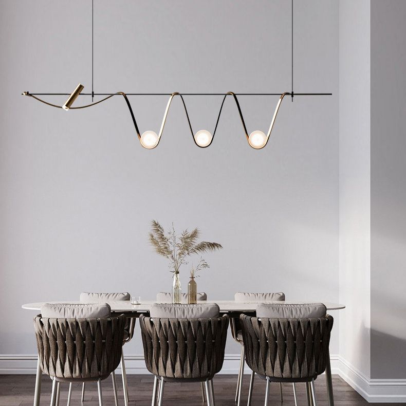 Black Metal Appeding Biling Light LED Linear Linear Lampade per isola per sala da pranzo