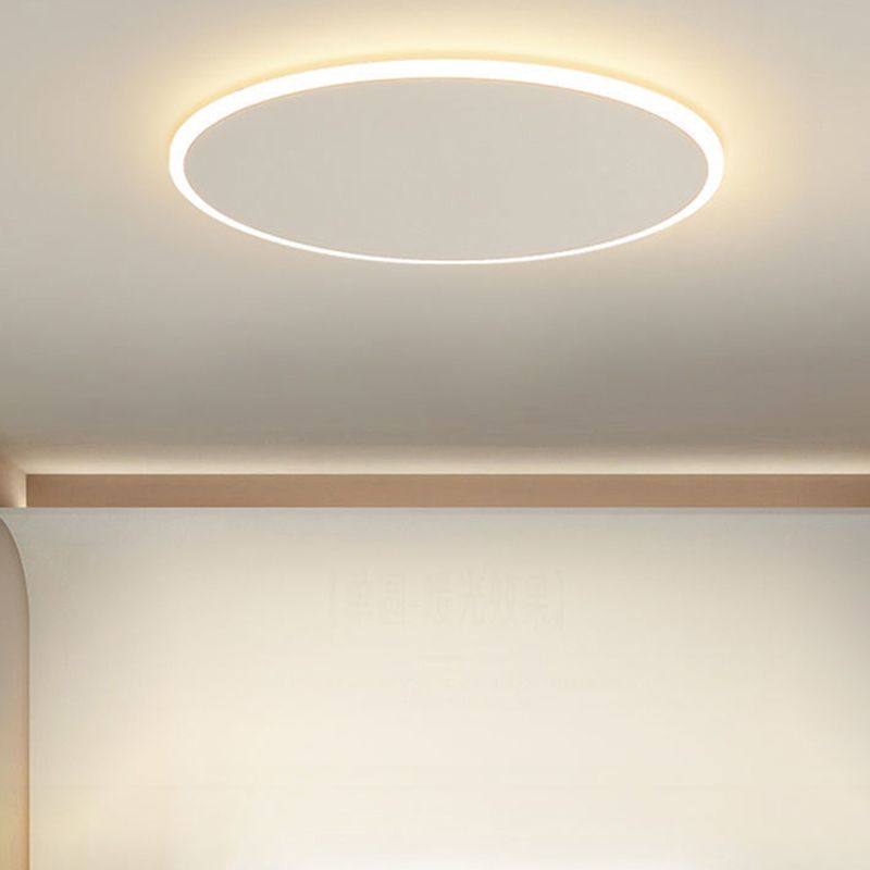 White LED Flush Mount Modern Metal Circle Ceiling Mounted Fixture for Bedroom