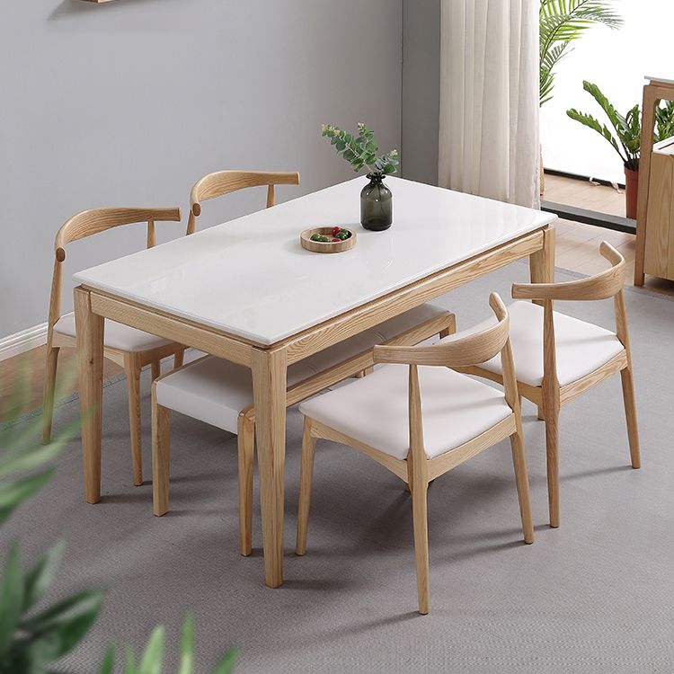 Table à manger rectangulaire du milieu du siècle, table en marbre avec base à 4 pieds pour la maison