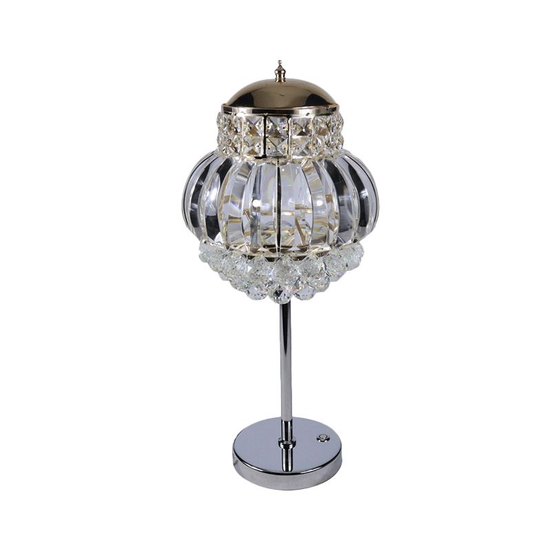 Chrome LED Night Night Modern Style Clear/Champagne Crystal Globe Tafe Lamp met dimmer knop