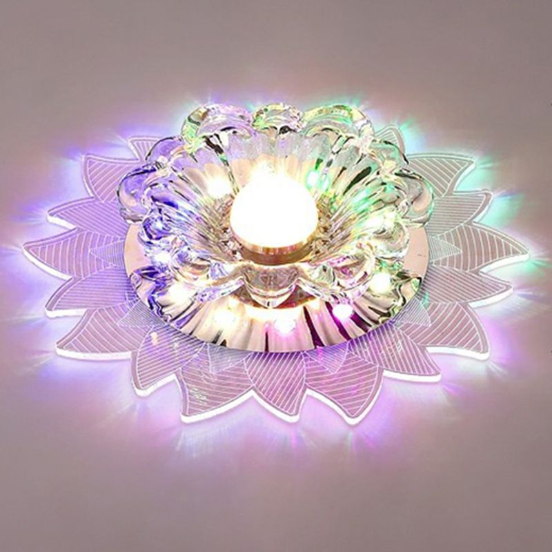 Plafonnier encastré de couloir de cristal encastré LED moderne en forme de fleur