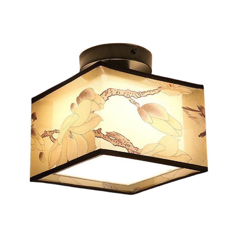 1 Light Ceiling Mount Light American Close to Ceiling Light with Fabric Shade