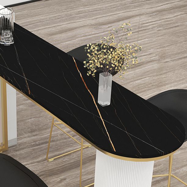 Table à manger du bar contemporain à double piédestal à hauteur de bar à hauteur