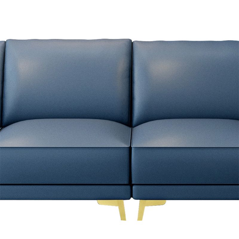 Modern Genuine Leather Sectional Square Arm Sofa with Removable Cushions