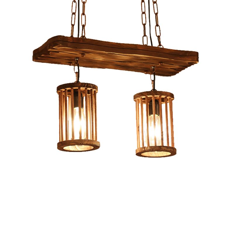Cilindro de lámpara de lámpara de madera lámpara de techo de comedor industrial 2/3