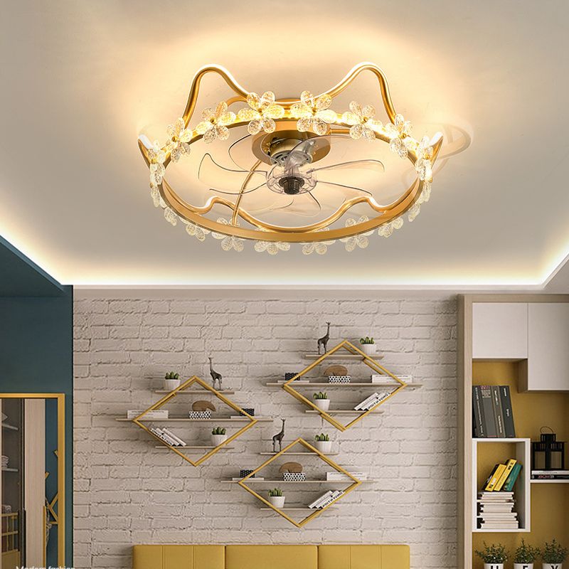 Ventilador LED de Crystal LED Light Children Style Semi Flush Mount Lighture para dormitorio