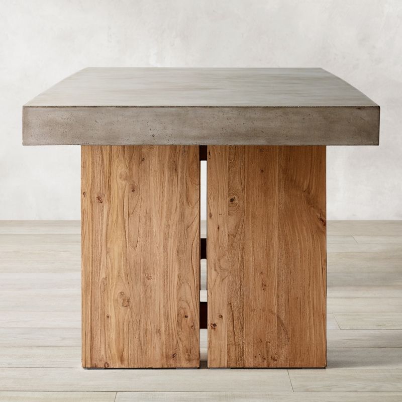 Modern Rectangle Dining table Solid Wood Double Pedestal Table in Grey