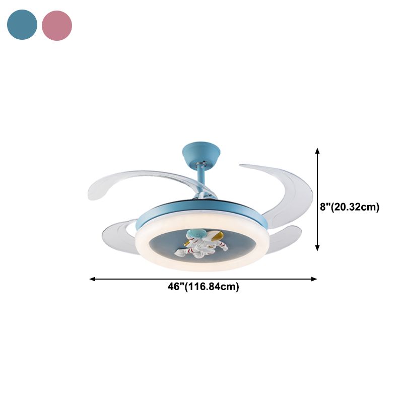Metal Ceiling Fan Lighting Modern Style 1 Light Ceiling Fan Lamp for Children's Room
