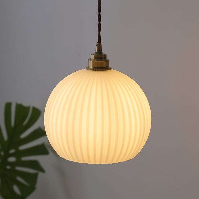 Modern Minimalism Spherical Hanging Light Ceramics 1 Light Pendant Lamp for Restaurant