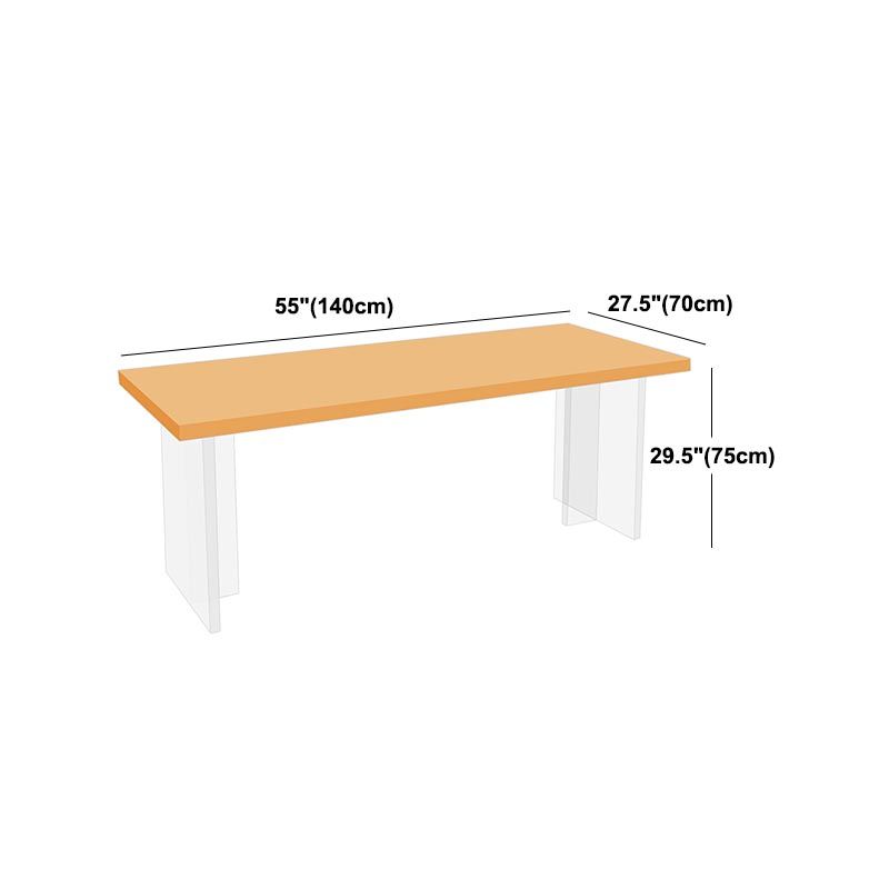 Minimalism Solid Wood Table for Restaurant Rectangle Table with Acrylic Base