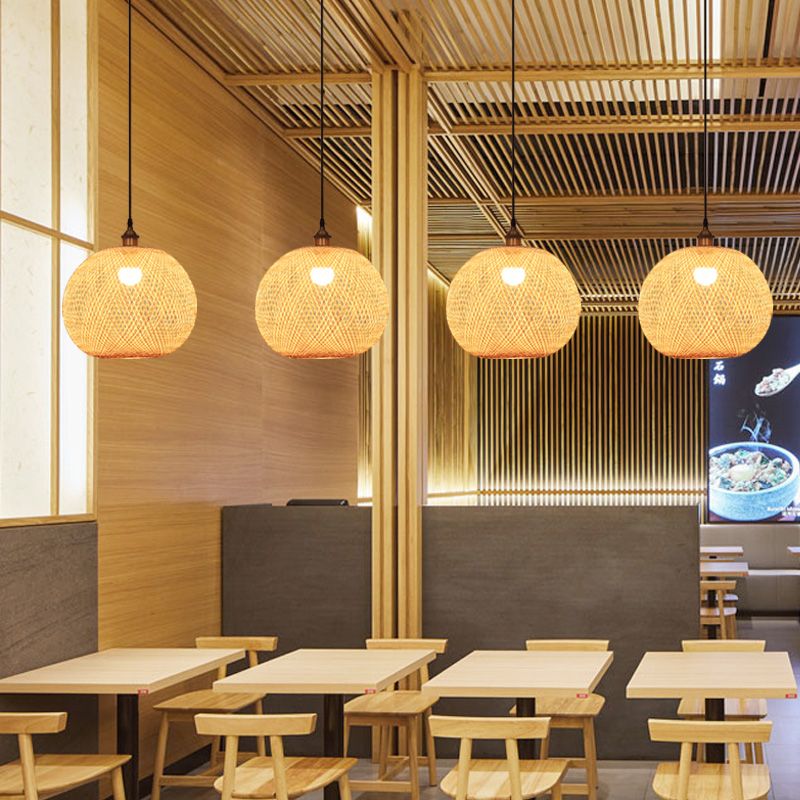 Bamboo Creative Hanging Light Modern Geométric Geometric Pendant Light for Dining Room Coffee Shop