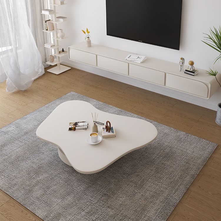 31" Wide Contemporary Coffee Table White Coffee Cocktail Table with Storage