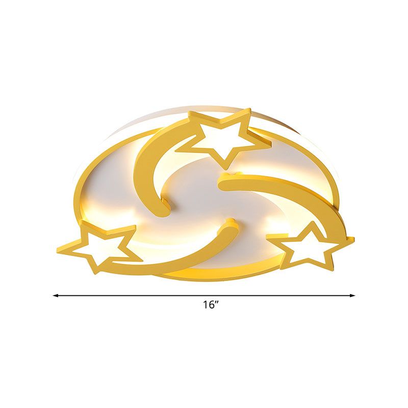 Lampada da soffitto per montaggio a incasso per camera da letto a LED in acrilico da 16"/19,5" per bambini Star in giallo