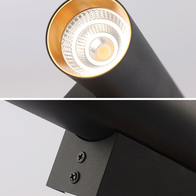 2 Lights Cylinder Wall Mounted Lamps Modern Style Metal Wall Sconces