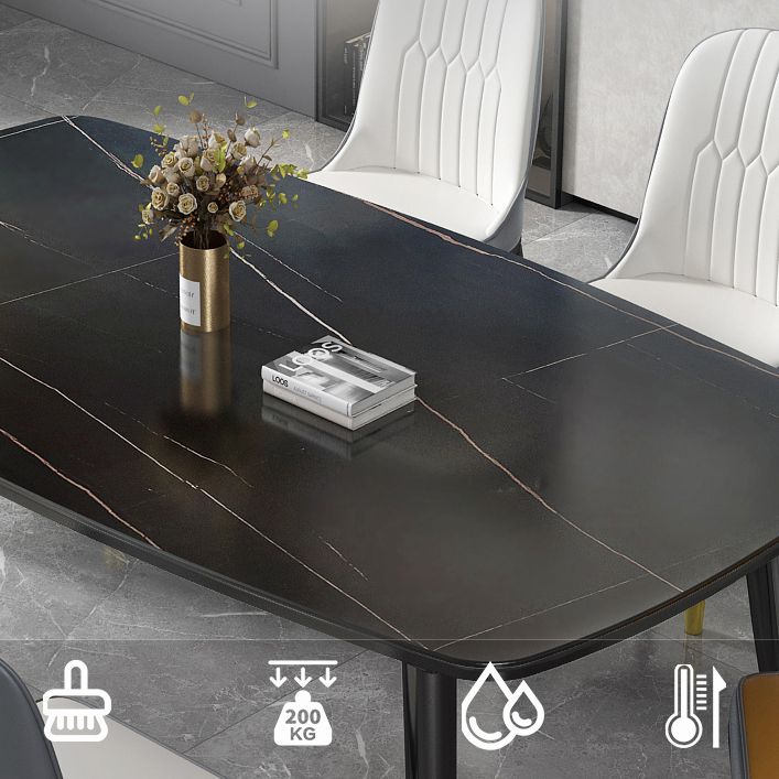 Modern Sintered Stone Top Kitchen Dining Table Rectangle Shape Dining Table with 4 Legs Base