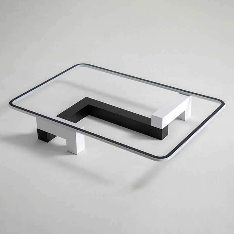 Modern Style Linear Ceiling Light Metal 1 Light Ceiling Lamp for Bedroom in Black