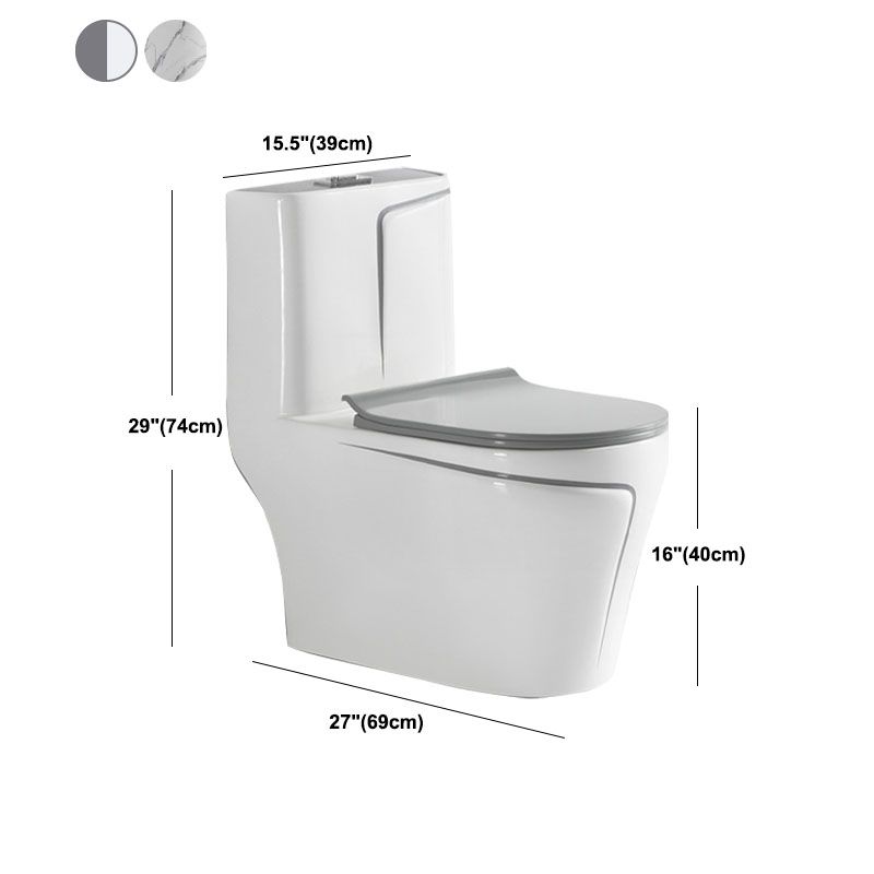 Siphon JetFlush Toilet Traditional One-Piece Toilet with Slow Close Seat