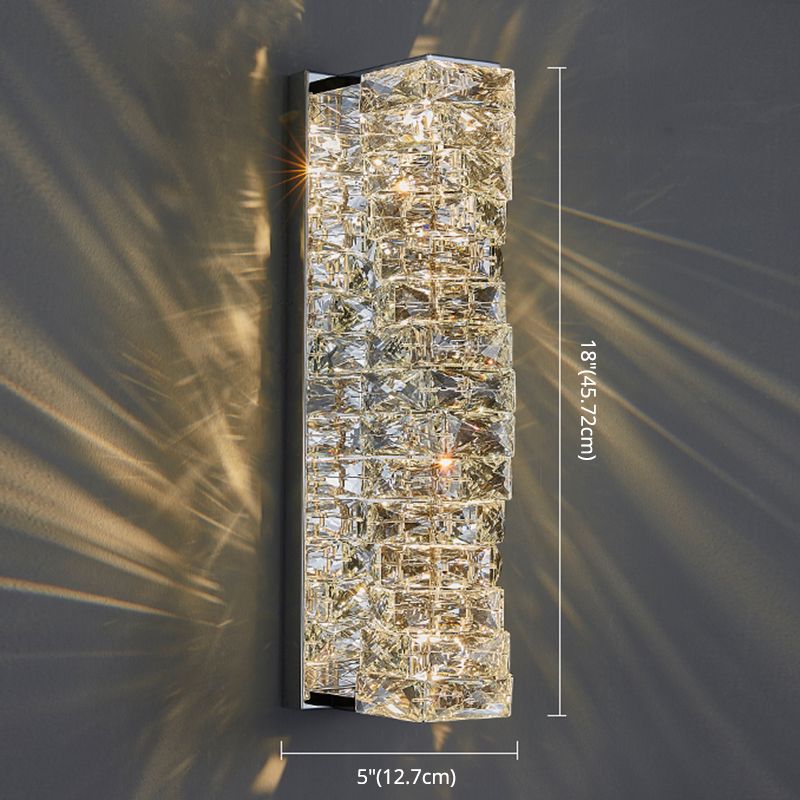 Application murale à LED à cristal argenté dans la lampe murale rectangulaire en acier inoxydable moderne en acier inoxydable pour les espaces intérieurs