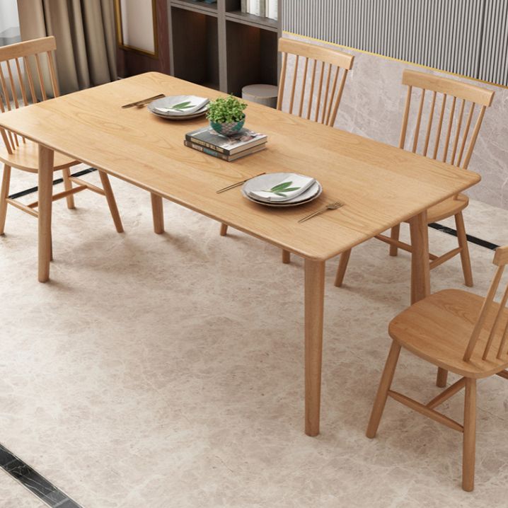 Modern Solid Wood Standard Dining Set Natural for Kitchen Dining Set with 4 Legs Base