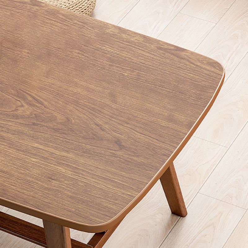 4 Legs Coffee Table Wooden Rectangle 1 Coffee Table with Storage Shelf