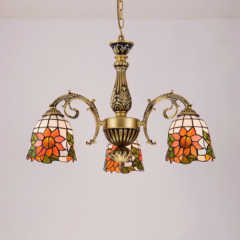 Cone Dome soggiorno lampadario tiffany in stile vetro a sospensione vintage in beige