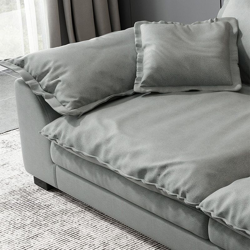 Stain Resistant Sofa Couch Square Arm Sofa Set with Pillows in Grey
