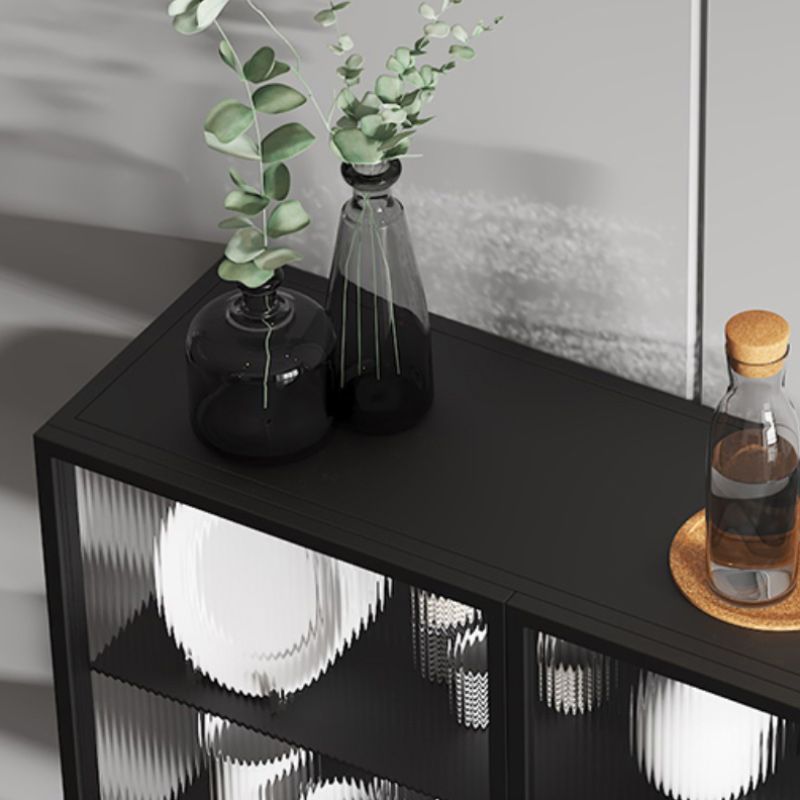 Modern Curio Cabinet Metal Glass Doors Display Cabinet for Living Room