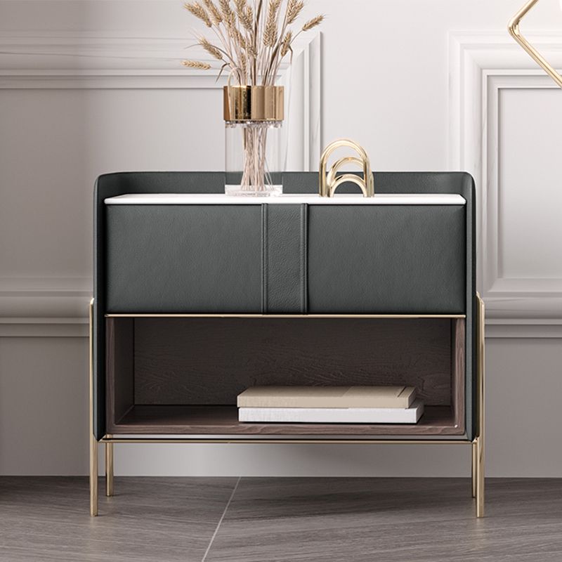 1-Drawer 1-Shelf Accent Table Nightstand 20.47" Tall Stone Nightstand