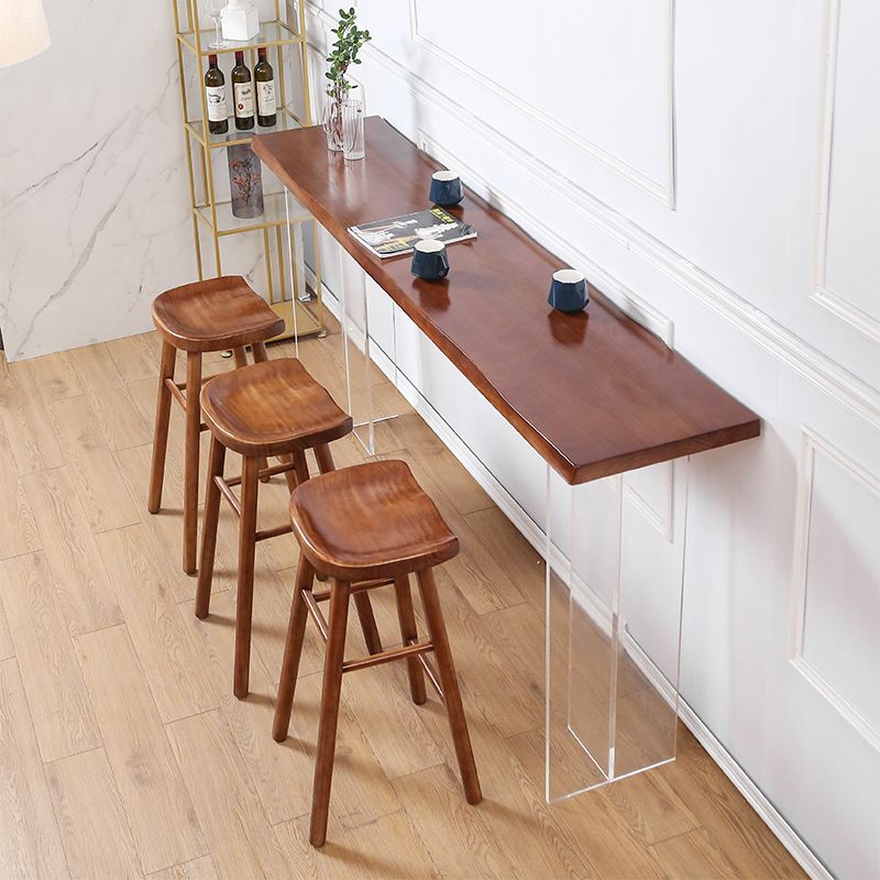 Modern Solid Wood Bar Table Set 1/4/7/9 Pieces Counter Table with Backless Stools