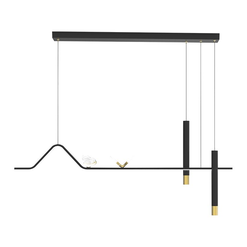 Zeitgenössischer Stil linearer Form Island Lights Metal Island Lighting